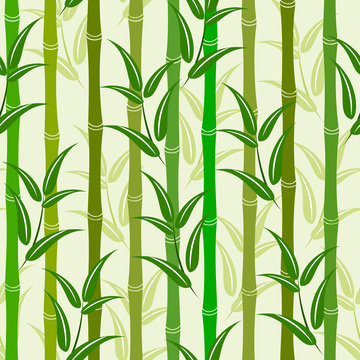 seamless pattern with bamboo forest on beige background