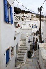 Street view of Kardiani traditional village in Tinos island, Greece
