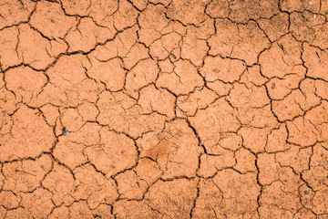 Red ground broken form heat and dry drought pollution
