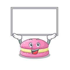 A strawberry macarons mascot picture raised up board