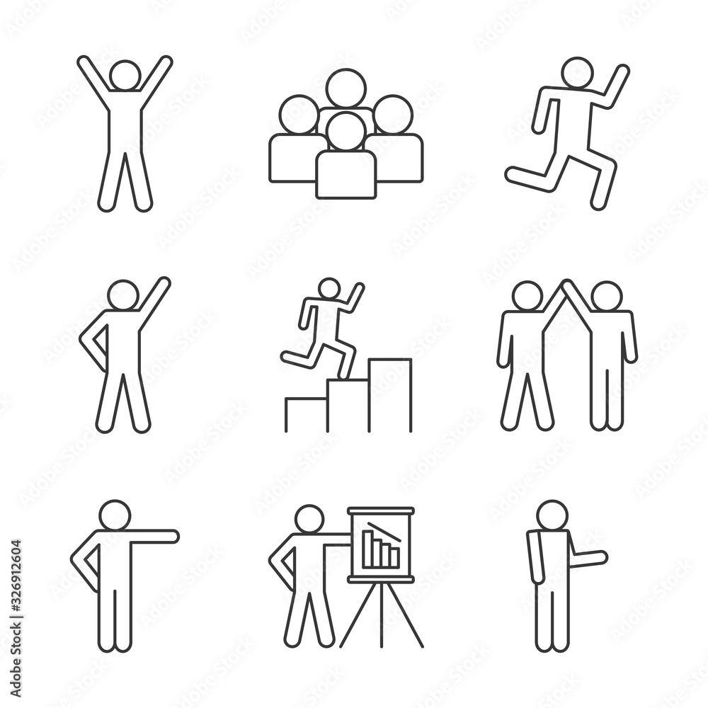 Poster isolated avatars line style icon set vector design