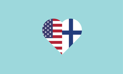USA Finland heart shape love symbol friendship countries 
