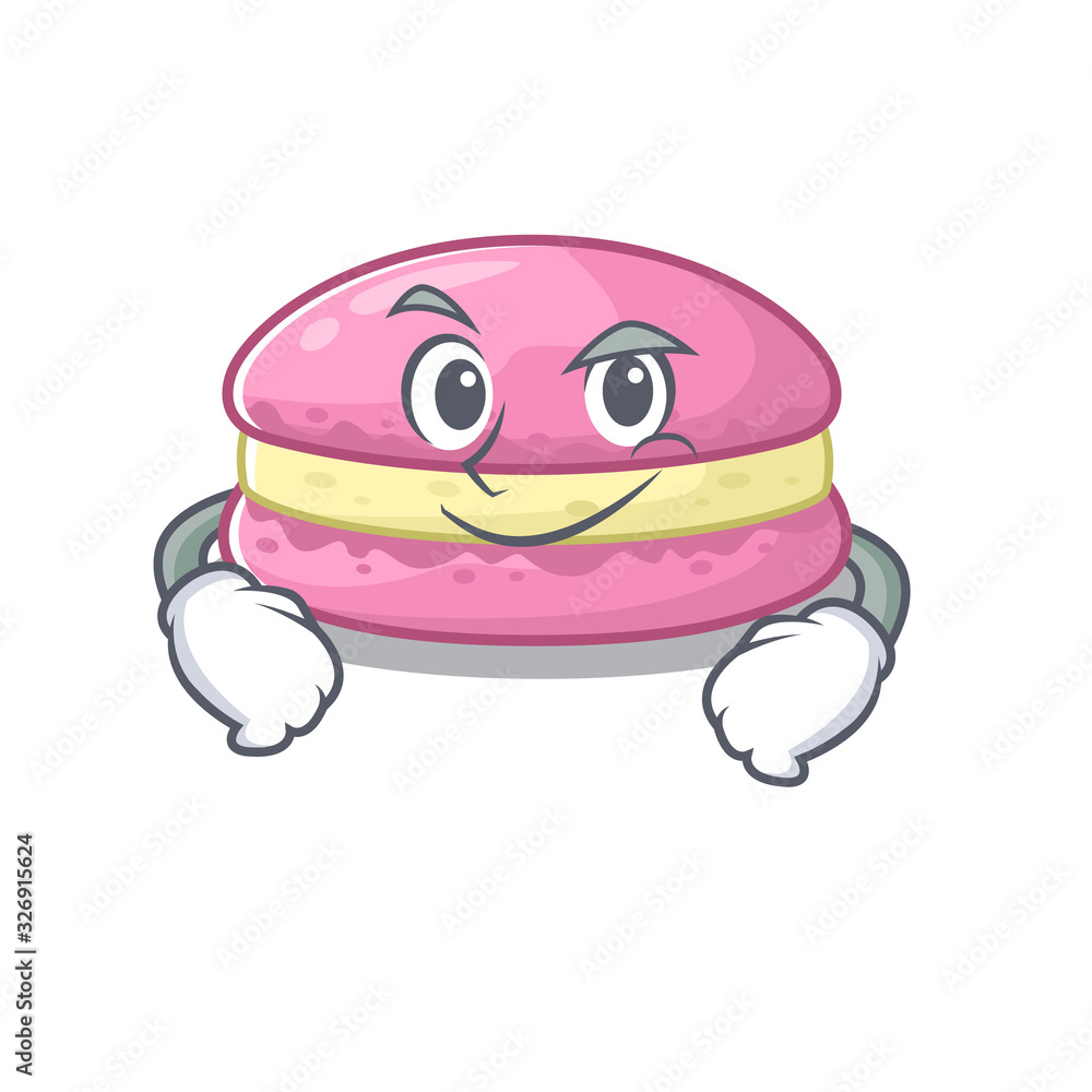 Wall mural Cool strawberry macarons mascot character with Smirking face