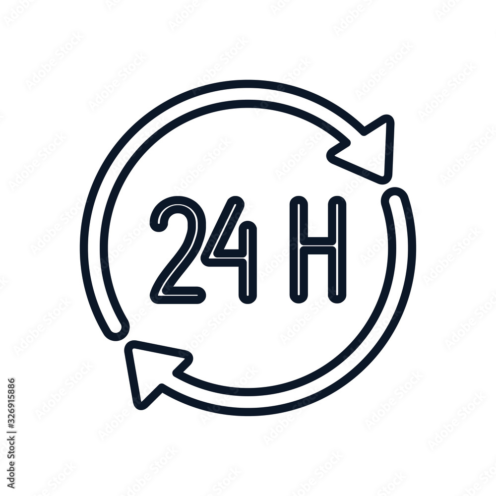 Poster isolated delivery 24 hours arrows line style icon vector design