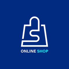 Online Shopping logo. Letter S concept with package.