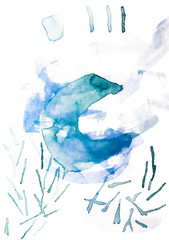 abstract watercolor blue with white background