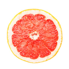 grapefruit halves on a white table without a background square orientation