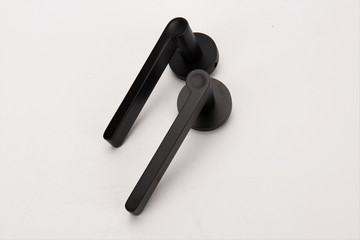 Black long handle door handle on white background