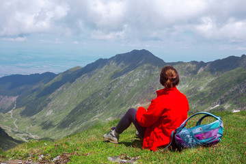 girl hiker on a path