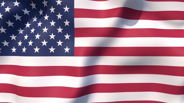 Animation of the Flag of the United States of America with a Nylon Texture waving in the Wind