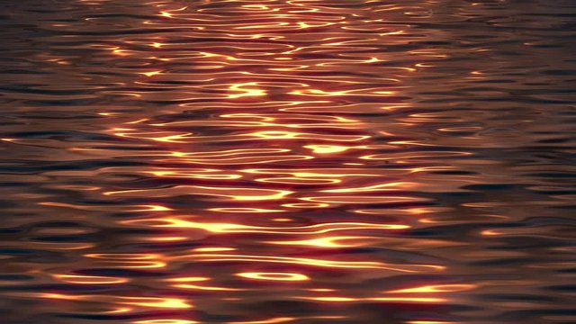 Relaxing ocean sunset waves slowly moving towards the camera, repeatable background animation