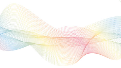 Abstract vector background with colored dynamic waves. Geometric rainbow background. Vector illustration. Gradient waves on white backdrop
