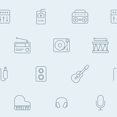 Music - Vector background (seamless pattern) of sound equipment for graphic design