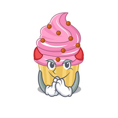 Devil strawberry cupcake Cartoon in character design