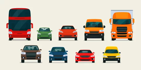 Fotobehang Big set of different models of cars. Vector flat style illustration. © lyudinka