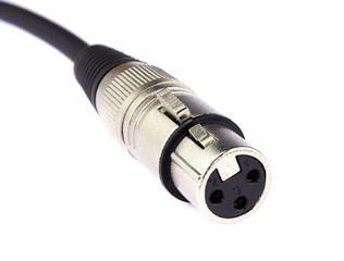 Xlr cable for sound microphone on white background