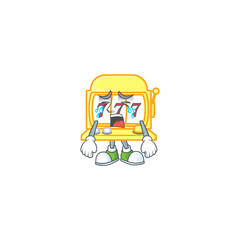 A crying golden slot machine mascot design style