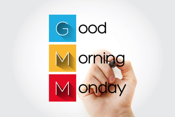 GMM - Good Morning Monday acronym with marker, concept background