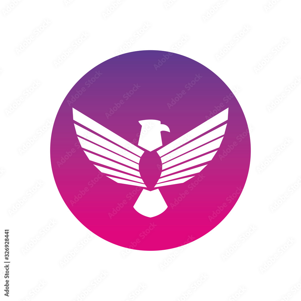 Poster isolated eagle bird silhouette block style icon vector design