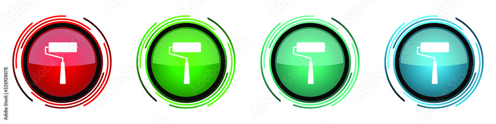 Aufkleber roll painter, roller round glossy vector icons, set of buttons for webdesign, internet and mobile ph