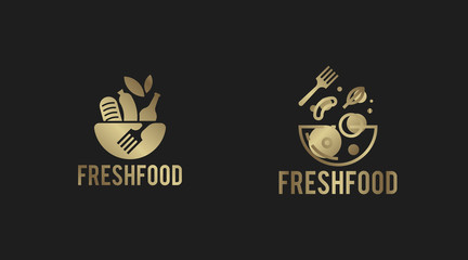 Flat fresh food logo template vector