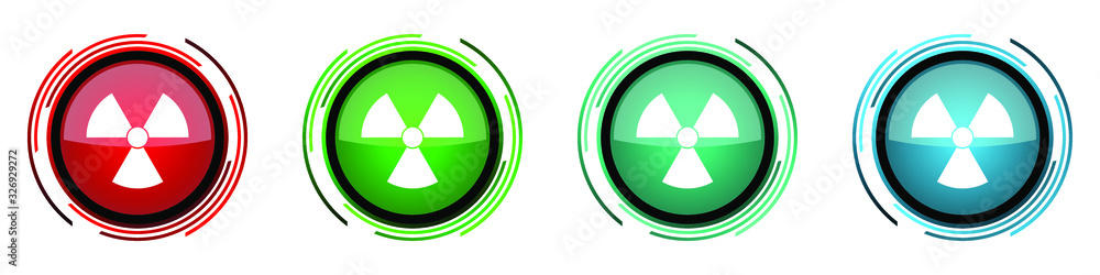 Aufkleber radiation round glossy vector icons, set of buttons for webdesign, internet and mobile phone applica