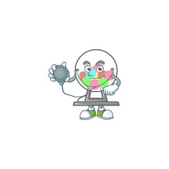 Lottery machine ball mascot icon design as a Doctor working costume with tools