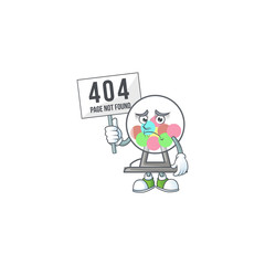 cheerless face lottery machine ball mascot style design raised up a board