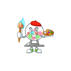 Obraz premium An elegant lottery machine ball painter mascot icon with brush