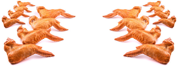 smoked chicken wings on a white isolated background space for text