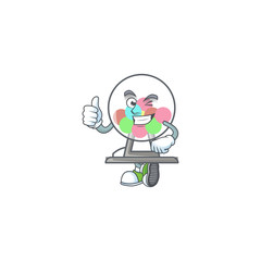 A mascot icon of lottery machine ball making Thumbs up gesture