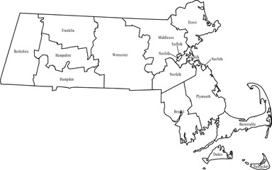 map of Massachusetts - obrazy, fototapety, plakaty