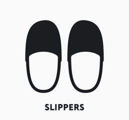 Fototapeta na wymiar Domestic House Slippers Home Footwear. Flat Vector Line Icon.