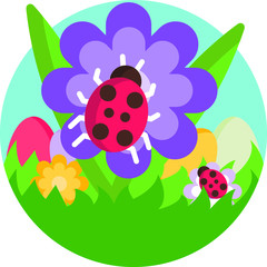 Fototapeta premium Ester spring icons vector illustration holidays