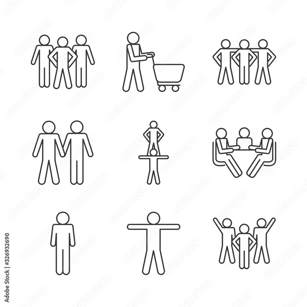 Poster isolated avatars line style icon set vector design