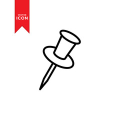 Push pin icon vector. Pin icon symbol. Simple design style on trendy icon.