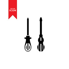 Screwdriver icon vector. Screwdriver tool service symbol. Flat design style on white background.