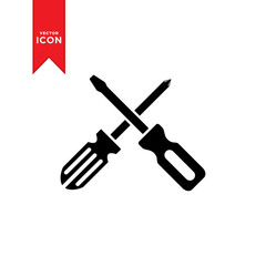 Screwdriver icon vector. Screwdriver tool service symbol. Flat design style on white background.