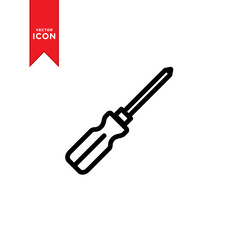 Screwdriver icon vector. Screwdriver tool service symbol. Flat design style on white background.
