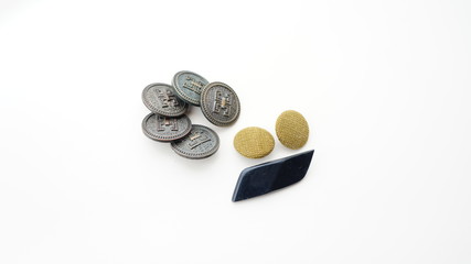 decorative buttons from natural materials on a white background