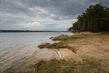 Sulejowskie Lake at cloudy day near Tomaszow Mazowiecki, Lodzkie, Poland