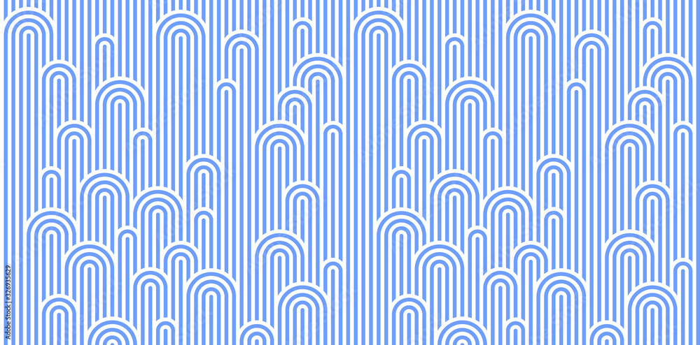Poster vector seamless pattern with blue and white waves. background with waves of water.