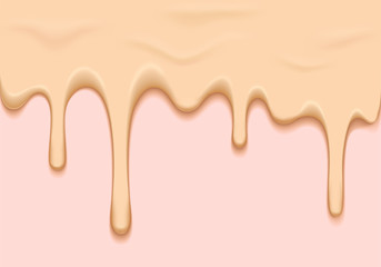 Vector Illustration of Liquid Foundation Texture. Skin Tone Foundation Cream Dripped Down . Abstract Make Up Background