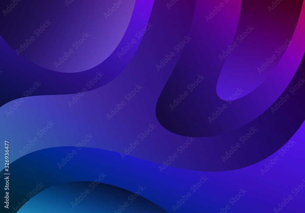 Poster Abstract Blue and Purple Background with Waves. Vector Minimal Banner with Geometric Shapes and Gradients
