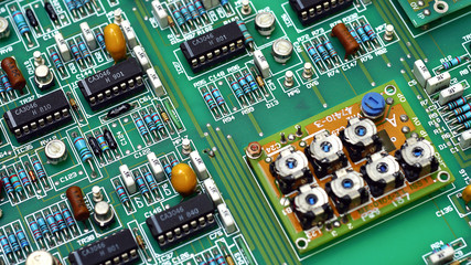 Closeup on electronic board and Electronic device,background.
