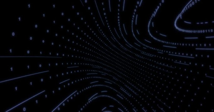 Neon Digital binary background with rotating Planet earth. Seamless loop 4k animation for network, digital event.