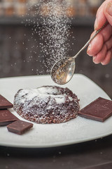 Homemade chocolate dessert lava cake