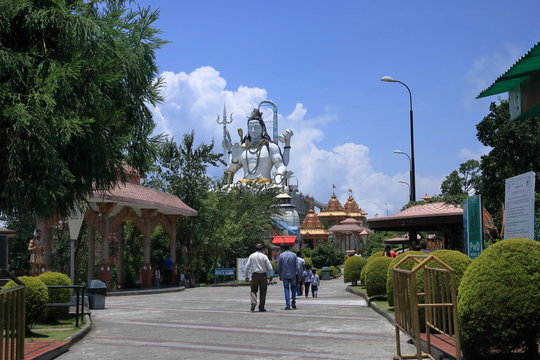 Big statue of Lord Shiva seen from the road in  Char dham in Namchi Sikkim India