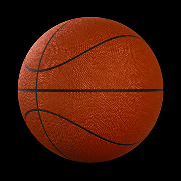Basketball Ball Isolated on Black Background. 3D Render.