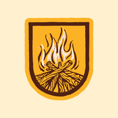 Bonfire camp badge patch pin graphic illustration vector art t-shirt design